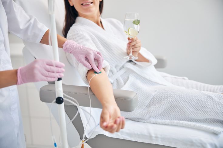 a woman receiving iv therapy in our liverpool clinic