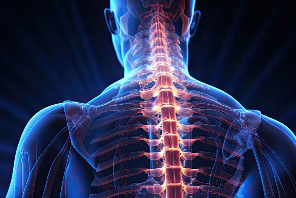 a graphic showing the areas of the spine and back that idd therapy can help with
